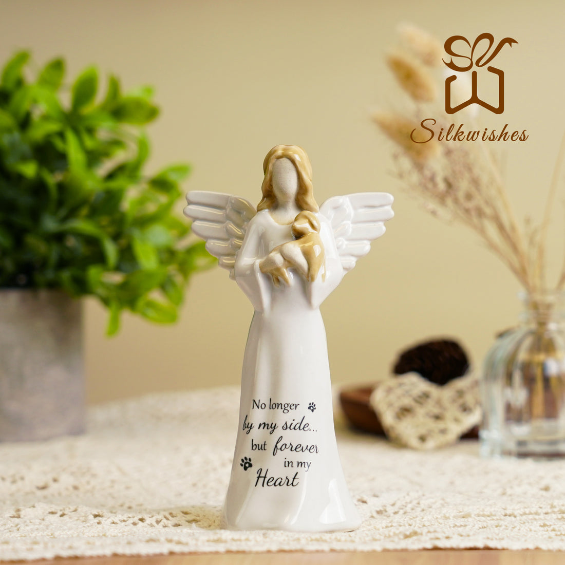 Ceramic Dog Angel Figurine
