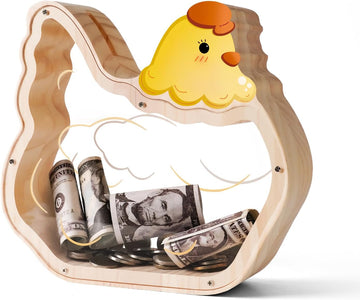 Wooden Chicken Piggy Banks