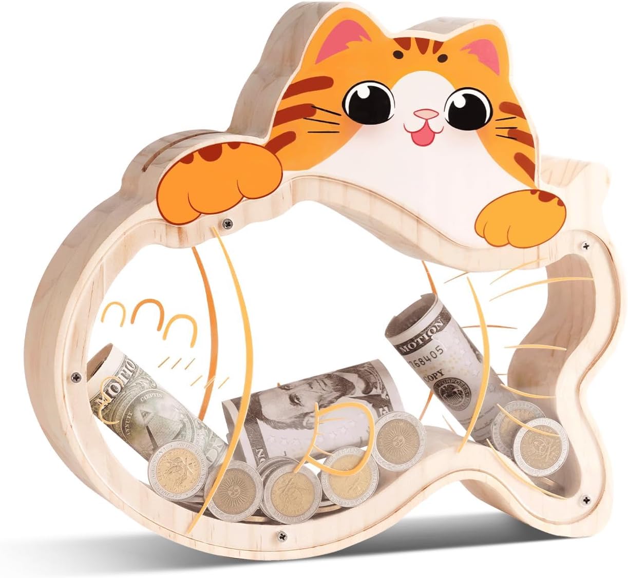 Wooden Cat Piggy Bank