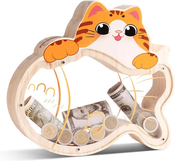 Wooden Cat Piggy Bank