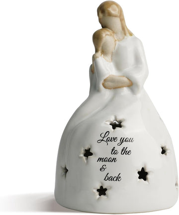 Mother and Daughter Candleholder Statue with Flickering LED