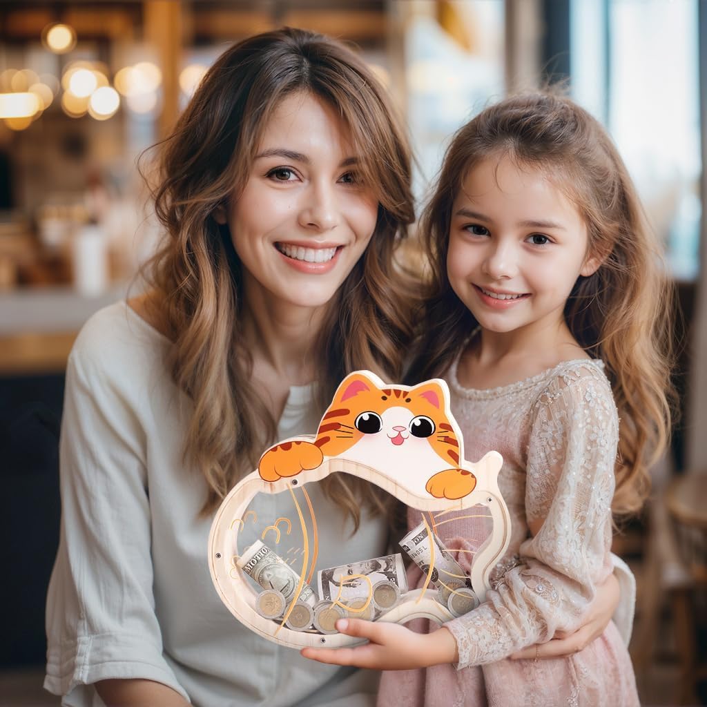 Wooden Cat Piggy Bank