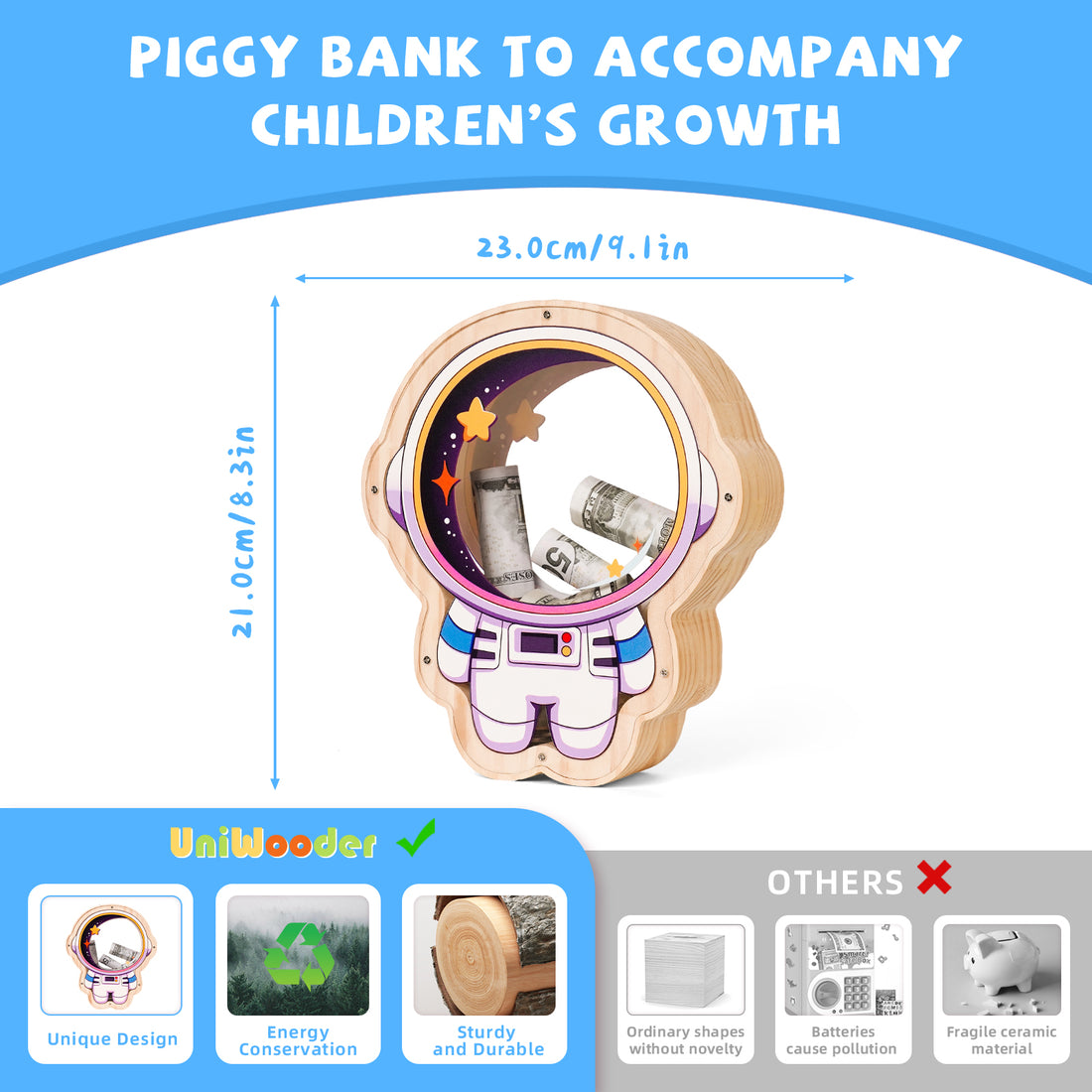 Wooden Astronaut Piggy Banks